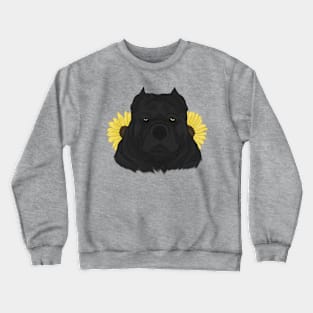 Black American Bully with Sunflowers Crewneck Sweatshirt